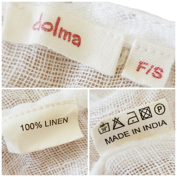 DOLMA white swim semi sheer linen beach boho cover up dress FREE SIZE - Picture 7 of 10